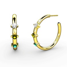 Lita Halka Küpe - Yeşil kuvars, peridot ve swarovski 14 ayar altın küpe #1pa2pe