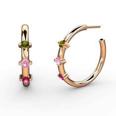 Lita Halka Küpe - Rodolit garnet, pembe kuvars ve peridot 18 ayar rose altın küpe #1po8bdq