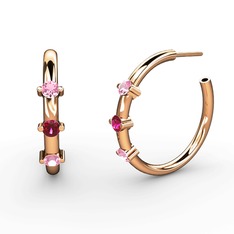 Lita Halka Küpe - Pembe kuvars ve rodolit garnet 18 ayar rose altın küpe #1q1b5zj