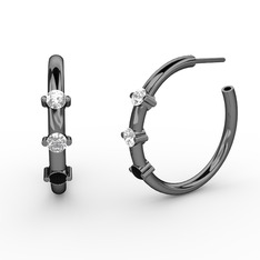 Lita Halka Küpe - Siyah zirkon, beyaz zirkon ve pırlanta 925 ayar siyah rodyum kaplama gümüş küpe (0.22 karat) #1qbrtk7