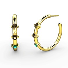 Lita Halka Küpe - Yeşil kuvars ve dumanlı kuvars 18 ayar altın küpe #1qclvey