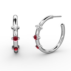 Lita Halka Küpe - Garnet, kök yakut ve pırlanta 925 ayar gümüş küpe (0.22 karat) #1qh25k6