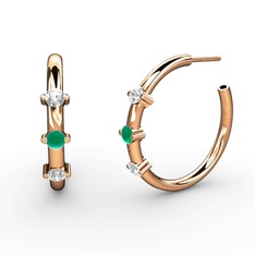 Lita Halka Küpe - Beyaz zirkon, kök zümrüt ve swarovski 925 ayar rose altın kaplama gümüş küpe #1qhy7cz