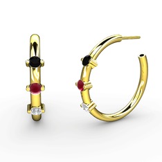 Lita Halka Küpe - Swarovski, kök yakut ve siyah zirkon 18 ayar altın küpe #1qlh69g