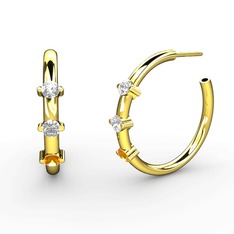 Lita Halka Küpe - Sitrin, swarovski ve pırlanta 8 ayar altın küpe (0.22 karat) #1qpeoi5