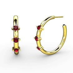 Garnet 18 ayar altın küpe