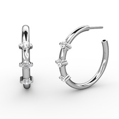 Lita Halka Küpe - Beyaz zirkon, pırlanta ve swarovski 18 ayar beyaz altın küpe (0.22 karat) #1r95tpe
