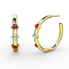 Lita Halka Küpe - Garnet, akuamarin ve rodolit garnet 8 ayar altın küpe #1r9t9z0