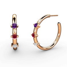 Lita Halka Küpe - Swarovski, kök yakut ve ametist 14 ayar rose altın küpe #1rqefrf