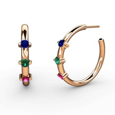 Lita Halka Küpe - Rodolit garnet, yeşil kuvars ve lab safir 18 ayar rose altın küpe #1snp9cq