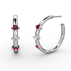 Lita Halka Küpe - Rodolit garnet, swarovski ve garnet 8 ayar beyaz altın küpe #1srocbk