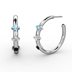 Lita Halka Küpe - Siyah zirkon, beyaz zirkon ve akuamarin 8 ayar beyaz altın küpe #1suewl6