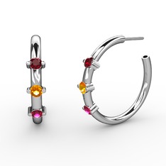 Lita Halka Küpe - Rodolit garnet, sitrin ve garnet 18 ayar beyaz altın küpe #1sy8ksn