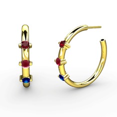 Lita Halka Küpe - Lab safir, kök yakut ve garnet 8 ayar altın küpe #1t0b2k3