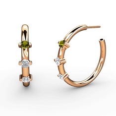 Lita Halka Küpe - Swarovski, pırlanta ve peridot 14 ayar rose altın küpe (0.22 karat) #1t3rp0w