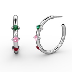 Lita Halka Küpe - Kök yakut, pembe kuvars ve yeşil kuvars 925 ayar gümüş küpe #1tafyap