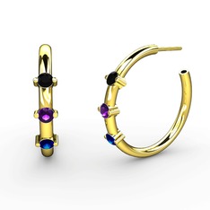 Lita Halka Küpe - Lab safir, ametist ve siyah zirkon 18 ayar altın küpe #1tfqhg6