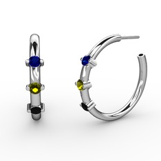 Lita Halka Küpe - Siyah zirkon, peridot ve lab safir 8 ayar beyaz altın küpe #1tqqjmq