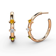 Lita Halka Küpe - Peridot, swarovski ve sitrin 18 ayar rose altın küpe #1umd8jg