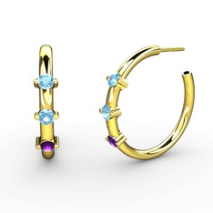 Lita Halka Küpe - Ametist ve akuamarin 14 ayar altın küpe #1uotqju