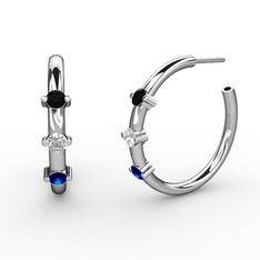 Lita Halka Küpe - Lab safir, swarovski ve siyah zirkon 8 ayar beyaz altın küpe #1v437t1