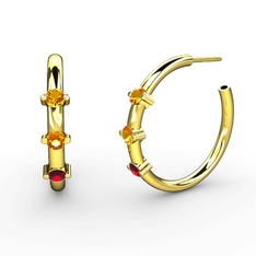 Garnet ve sitrin 14 ayar altın küpe