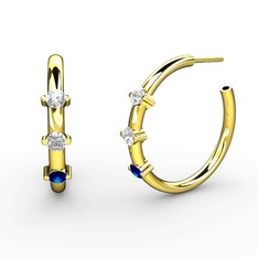 Lita Halka Küpe - Lab safir, swarovski ve pırlanta 8 ayar altın küpe (0.22 karat) #1vbjpgu