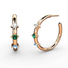 Lita Halka Küpe - Akuamarin, yeşil kuvars ve beyaz zirkon 14 ayar rose altın küpe #1villtr