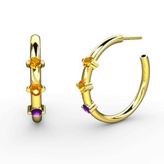 Lita Halka Küpe - Ametist ve sitrin 925 ayar altın kaplama gümüş küpe #1vwvtbb