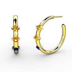 Lita Halka Küpe - Lab safir ve sitrin 14 ayar altın küpe #1vymhgp