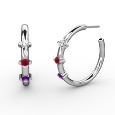 Lita Halka Küpe - Ametist, kök yakut ve pırlanta 925 ayar gümüş küpe (0.22 karat) #1wqq9cy