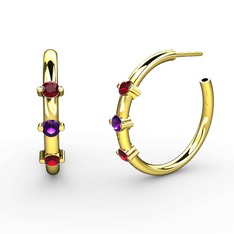 Garnet ve ametist 14 ayar altın küpe