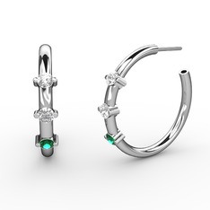 Yeşil kuvars, swarovski ve beyaz zirkon 14 ayar beyaz altın küpe