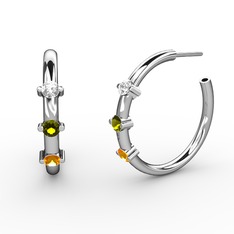 Sitrin, peridot ve swarovski 925 ayar gümüş küpe