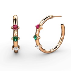 Lita Halka Küpe - Swarovski, yeşil kuvars ve rodolit garnet 925 ayar rose altın kaplama gümüş küpe #1y6f0y1