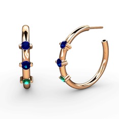 Lita Halka Küpe - Yeşil kuvars ve lab safir 8 ayar rose altın küpe #1yb81zp