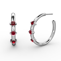 Lita Halka Küpe - Garnet ve kök yakut 18 ayar beyaz altın küpe #1yuw3k0