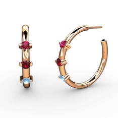 Lita Halka Küpe - Akuamarin, garnet ve rodolit garnet 8 ayar rose altın küpe #1zyuy4