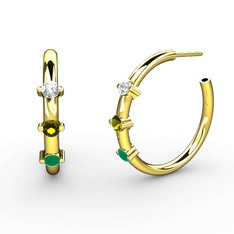 Lita Halka Küpe - Kök zümrüt, peridot ve swarovski 14 ayar altın küpe #21b3s7