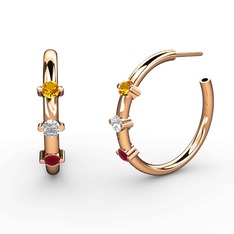 Lita Halka Küpe - Kök yakut, swarovski ve sitrin 18 ayar rose altın küpe #28fdw9