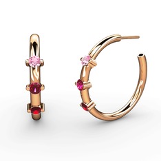 Lita Halka Küpe - Garnet, rodolit garnet ve pembe kuvars 18 ayar rose altın küpe #2n12dv