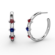 Garnet ve lab safir 925 ayar gümüş küpe
