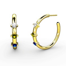 Lita Halka Küpe - Lab safir, peridot ve pırlanta 14 ayar altın küpe (0.22 karat) #30z2oh