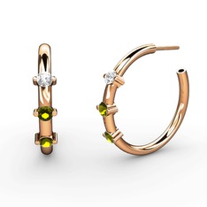Peridot ve pırlanta 18 ayar rose altın küpe (0.22 karat)