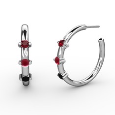 Lita Halka Küpe - Siyah zirkon, kök yakut ve garnet 925 ayar gümüş küpe #3soq52