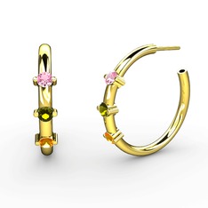 Lita Halka Küpe - Sitrin, peridot ve pembe kuvars 925 ayar altın kaplama gümüş küpe #4euvt8