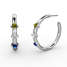 Lita Halka Küpe - Lab safir, swarovski ve peridot 8 ayar beyaz altın küpe #4lf2eg