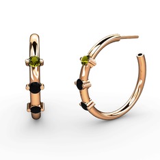 Siyah zirkon ve peridot 14 ayar rose altın küpe