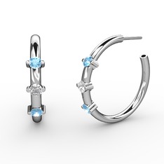 Lita Halka Küpe - Akuamarin ve beyaz zirkon 18 ayar beyaz altın küpe #4wr7s8