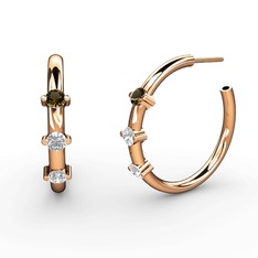 Lita Halka Küpe - Pırlanta, swarovski ve dumanlı kuvars 925 ayar rose altın kaplama gümüş küpe (0.22 karat) #5922og